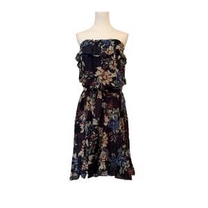 N / Nicholas NWOT Navy w/Flowers Tube Dress Cotton/Silk, Belted or Unbelted US 6
